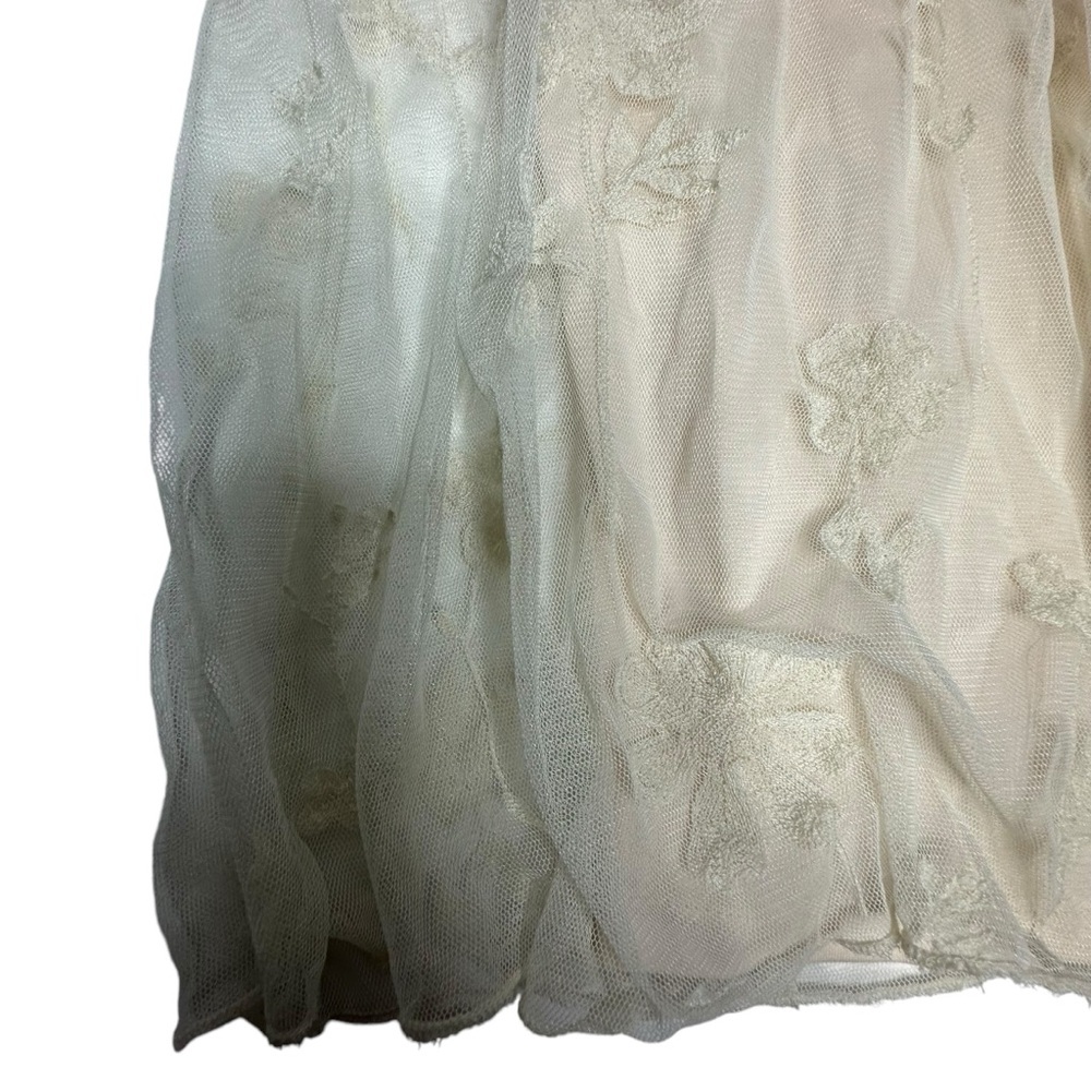 Free People Cecelia Sheer Lace Mini Dress pale pink/ ivory small - Picture 7 of 13